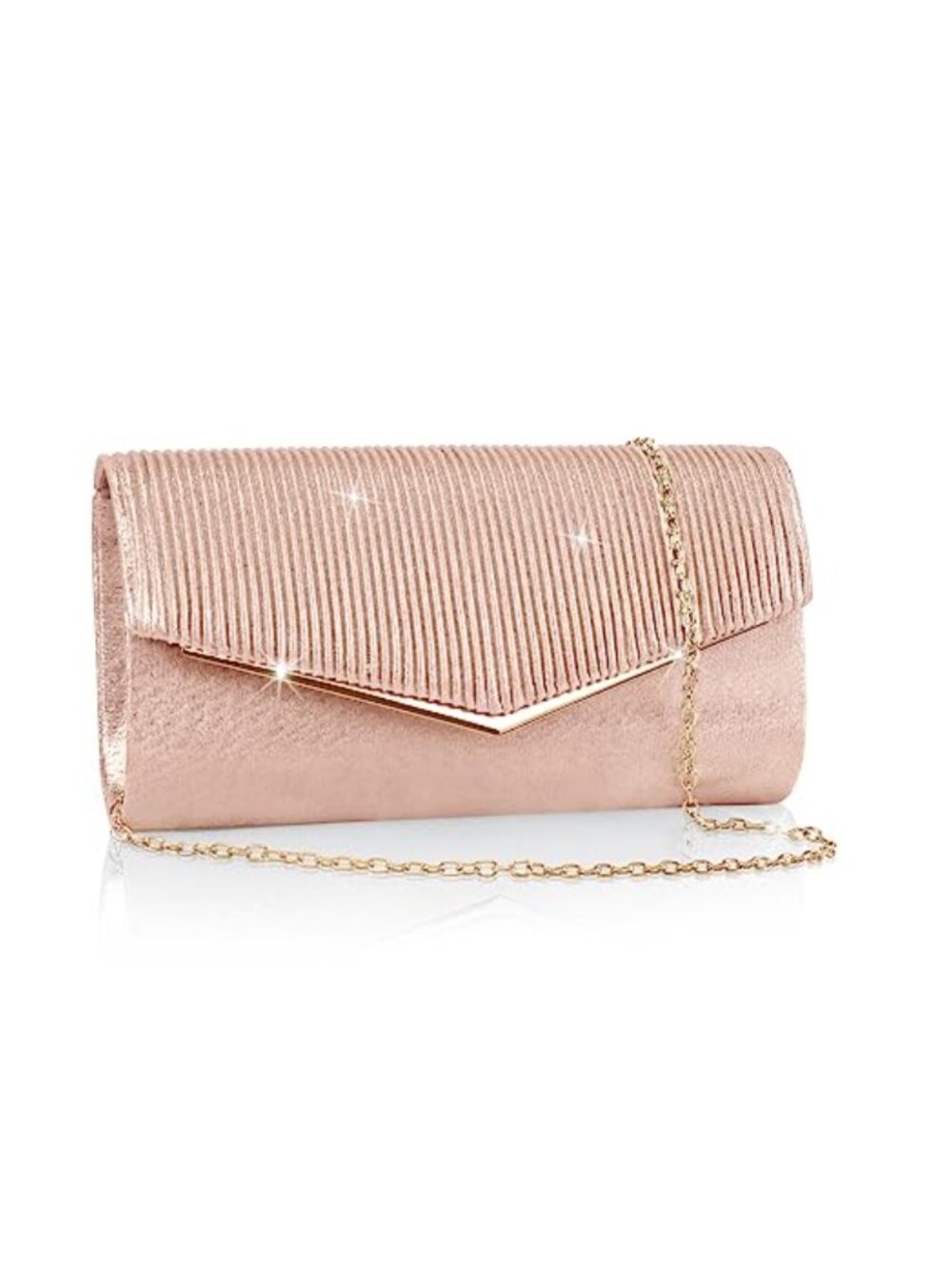 Bling Vertical Lines Envelope Clutch Evening Bag with Chain